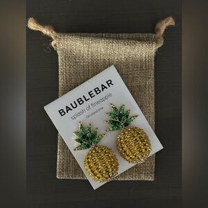 BaubleBar Green and Gold Pineapple Earrings